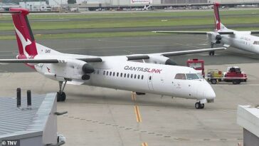 El avión de Qantaslink se vio obligado a dar marcha atrás debido a la turbulencia y una ambulancia lo encontró en tierra.