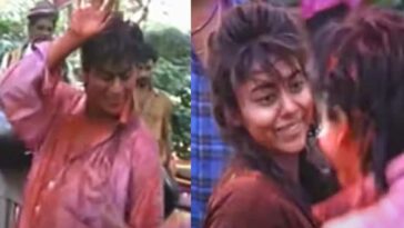 Cuando Shah Rukh Khan y Gauri Khan bailaron Khalnayak en Holi en los años 90.  Mirar
