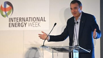 El director ejecutivo de BP, Bernard Looney, hablando el primer día de la conferencia de la Semana Internacional de la Energía en Londres el mes pasado.