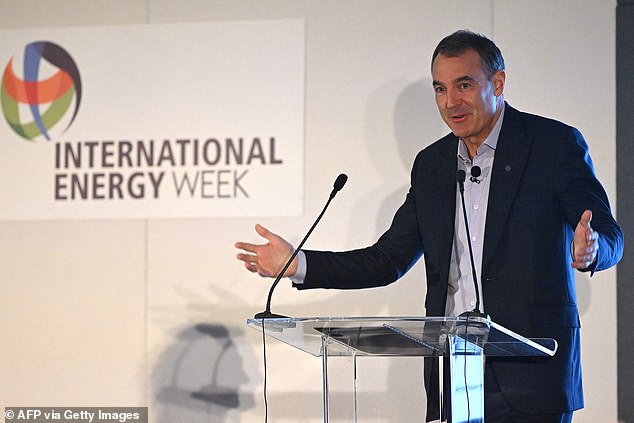 El director ejecutivo de BP, Bernard Looney, hablando el primer día de la conferencia de la Semana Internacional de la Energía en Londres el mes pasado.