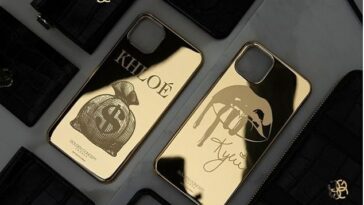 Golden Concept fabrica lujosos accesorios de Apple utilizando materiales aeroespaciales, metales preciosos y piedras preciosas.  En la imagen: las fundas de iPhone de Kylie Jenner y Khloe Kardashian