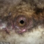 Enorme: se ha descubierto uno de los agujeros negros más grandes conocidos por el hombre.  Es tan gigantesco que el objeto (que se muestra en la impresión de un artista) tiene más de 30 mil millones de veces la masa de nuestro sol.