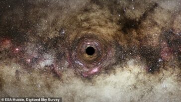 Enorme: se ha descubierto uno de los agujeros negros más grandes conocidos por el hombre.  Es tan gigantesco que el objeto (que se muestra en la impresión de un artista) tiene más de 30 mil millones de veces la masa de nuestro sol.