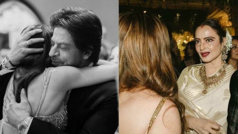 Shah Rukh Khan le da a Alanna Panday un fuerte abrazo, Rekha conversa con su nueva novia en fotos inéditas de la recepción de la boda