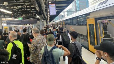 El sábado, los pasajeros frustrados se quedaron esperando en la estación central de Sydney mientras las reparaciones de las vías detenían los servicios que viajaban a Strathfield.