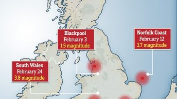 Solo en el último mes, se registraron temblores en Gales, Essex, Cornualles y frente a la costa de Norfolk.