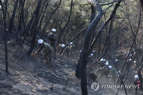 Last-ditch efforts under way to contain wildfire in central Seoul
