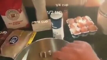 El video fue grabado usando Spectacles.  Las gafas AR muestran las cantidades de ingredientes necesarias para la receta encima de los alimentos.