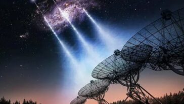 Se han detectado cinco nuevas ráfagas de radio rápidas descubiertas por el telescopio Westerbork en los Países Bajos, según muestra un nuevo estudio (impresión del artista)