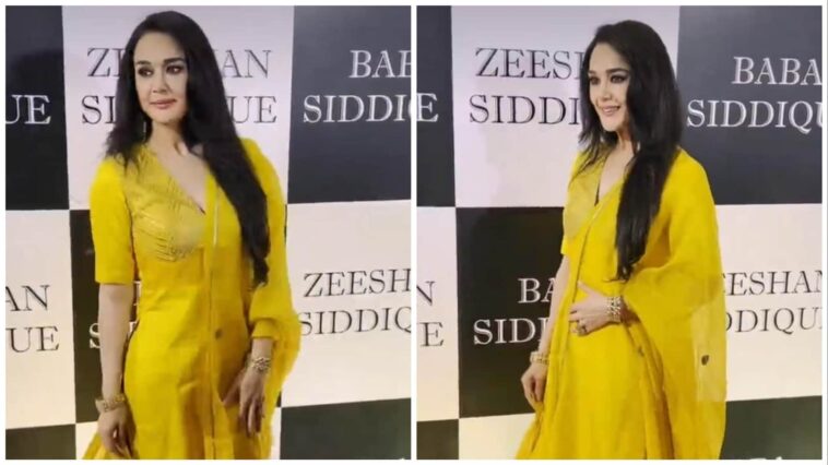 Preity Zinta se ve deslumbrante con un atuendo étnico amarillo mientras asiste a la fiesta Baba Siddiqu Iftar, los fanáticos la llaman 'belleza de los 90'