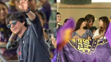 Shah Rukh Khan sacude una pierna a Jhoome Jo Pathaan en el partido de KKR Kolkata, Suhana Khan y Shanaya Kapoor también fueron vistas