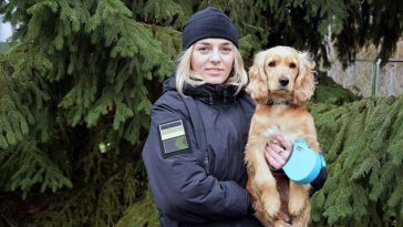 Liberada: Alina Panina, quien fue liberada en un intercambio de prisioneros después de cinco meses en la cárcel más notoria de los invasores, con su nuevo perro Chelsea