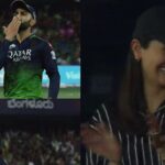Virat Kohli lanza un beso a Anushka Sharma en las gradas durante un partido de cricket.  ver fotos