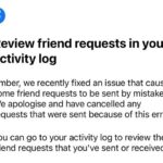 Reconociendo el problema, Facebook instó a los usuarios a revisar las solicitudes de amistad en su registro de actividad.