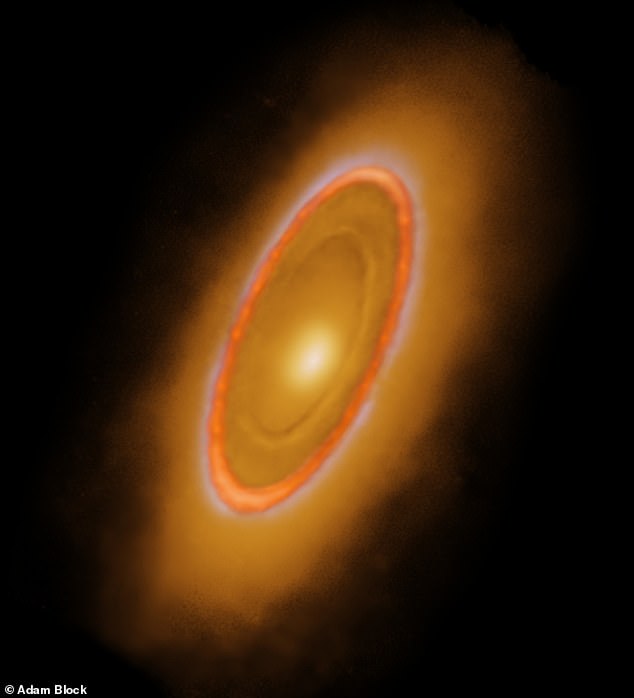 Fomalhaut es la estrella más brillante de la constelación austral de Piscis Austrinus.  En la foto, una nueva imagen combinada de Fomalhaut con sus cinturones.