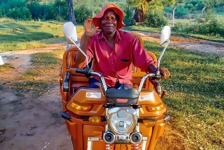 Matius Khumbula on his e-tricycle.