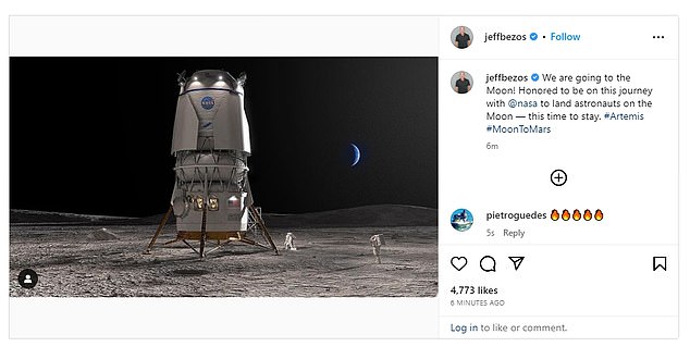Bezos anunció la misión con la descarada implicación de que tiene la intención de construir una base lunar.