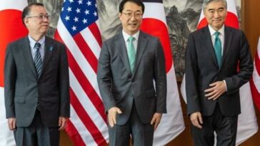 S. Korean, U.S., Japanese nuclear envoys warn of &apos;stern, unified&apos; response in case of N.K. &apos;satellite&apos; launch