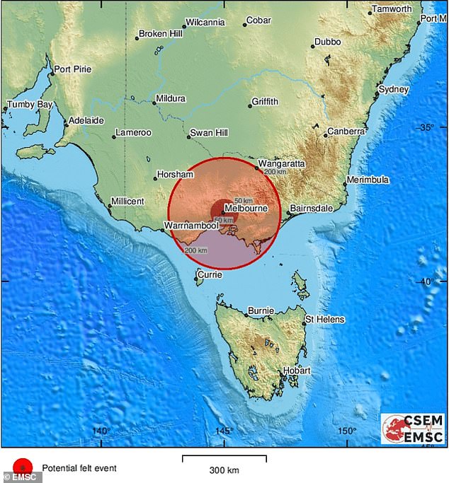 El terremoto se produjo el domingo alrededor de las 23:47 con una magnitud estimada de 4,5 en la escala de Richter cerca de Sunbury, a 40 km al noroeste de la ciudad.