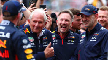 MONTREAL, QUEBEC - JUNE 18: The seven team members of the Red Bull Racing team that have been
