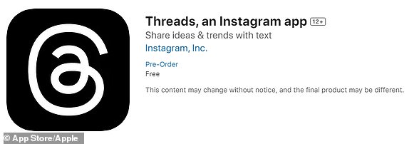 Threads está actualmente disponible para pre-pedido para usuarios mayores de 12 años en la App Store