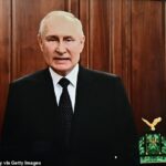 El presidente ruso Vladimir Putin hace una declaración sobre la acción de Wagner en la televisión en Moscú,