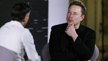 Elon Musk, fotografiado el 2 de noviembre hablando con el primer ministro británico Rishi Sunak, dijo que el comentarista en línea que acusaba a los judíos de odiar a los blancos estaba diciendo la