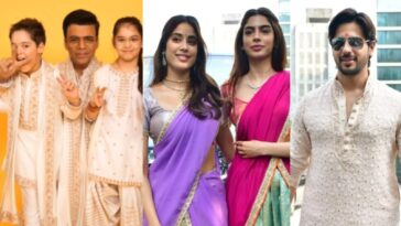 Karan Johar se hermana con Yash, Roohi en la puja de Dhanteras;  Janhvi Kapoor, Khushi y Siddharth Malhotra sorprenden con looks étnicos