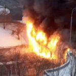 Durante el ataque de hoy se incendiaron cables cerca del centro de Moscú