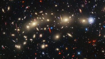 James Webb ha capturado una vista espectacular de lo que los astrónomos llaman el 'Cúmulo de Galaxias del Árbol de Navidad': una colorida variedad de entidades cósmicas con 'luces' parpadeantes en su corazón.