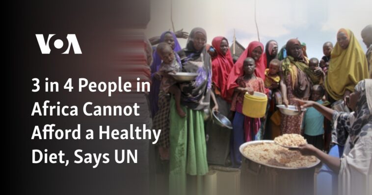 3 de cada 4 personas en África no pueden permitirse una dieta saludable, dice la ONU
