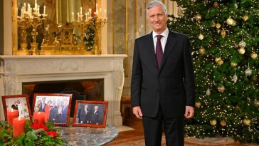 El rey Felipe de Bélgica pronunció su discurso anual de Navidad en el Palacio Real de Laeken en Bruselas, Bélgica.