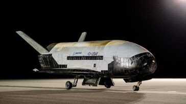 El X-37B es una nave espacial militar que transporta cargas útiles clasificadas a la órbita de la Tierra.  Su última misión duró 908 días.