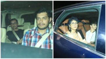 Aamir Khan, su hijo Junaid, su ex esposa Kiran Rao y su familia fueron vistos en la casa de Salman Khan para la fiesta previa a la boda de Ira Khan.  Mirar