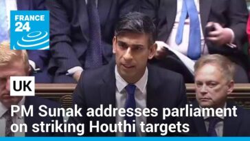El primer ministro británico, Rishi Sunak, se dirige al parlamento sobre el ataque a objetivos hutíes en Yemen