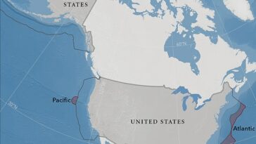 El Departamento de Estado de EE. UU. (DOS) agregó áreas marinas sumergidas de seis regiones, o plataforma continental extendida (ECS), a la masa terrestre total, lo que permitió al país reclamar más territorio circundante en el fondo del océano.
