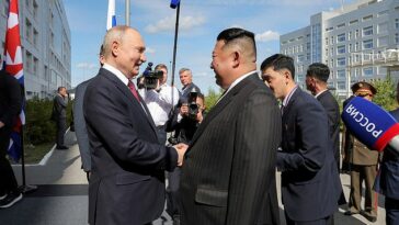 El líder norcoreano Kim Jong Un se reúne con el presidente ruso Vladimir Putin Rusia el 13 de septiembre de 2023