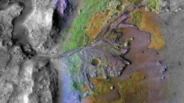 El rover Perseverance ha estado explorando el cráter Jezero (en la foto) donde identificó sedimentos depositados por el agua, confirmando las especulaciones de que la formación fluía con agua hace tres mil millones de años.