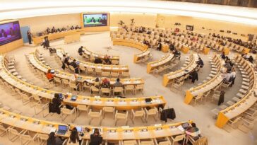 A forum of the UN Human Rights Council in November 2023 led by Iran, leading some members to boycott the session. (Photo by Siavosh Hosseini/SOPA Images/LightRocket via Getty Images)