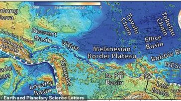 La meseta fronteriza de Melanesia, que es más grande que Idaho, se encuentra en el Pacífico Sur, muy por debajo de la superficie del océano.