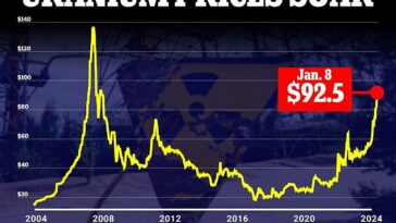 Los precios al contado del uranio alcanzaron los 92,50 dólares esta semana, el nivel más alto desde 2007 y un aumento de más del 84 por ciento respecto al año anterior.