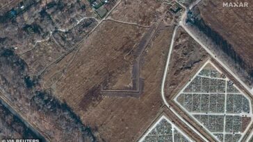 Una imagen de satélite muestra una visión general del cementerio de Bogorodskoye, cerca de Ryaza.