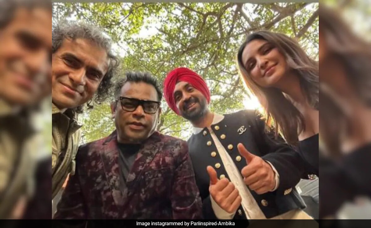 Esta foto del equipo Chamkila Parineeti Chopra, Diljit Dosanjh, AR Rahman e Imtiaz Ali es viral
