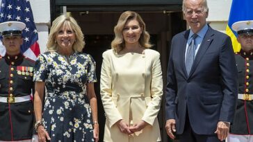 Olena Zelenska, primera dama de Ucrania, con el presidente Joe Biden y la primera dama Jill Biden en la Casa Blanca en julio de 2022 - Zelenska rechazó una invitación al discurso sobre el Estado de la Unión