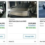 Muchos propietarios de Cybertruck han publicado el vehículo para su reventa en sitios como Car Gurus.  Algunos parecen ser concesionarios, mientras que otros parecen ser vendedores privados.