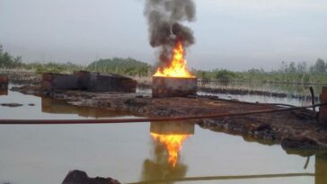 Nigeria Military destroys illegal refineries in the Niger delta,.