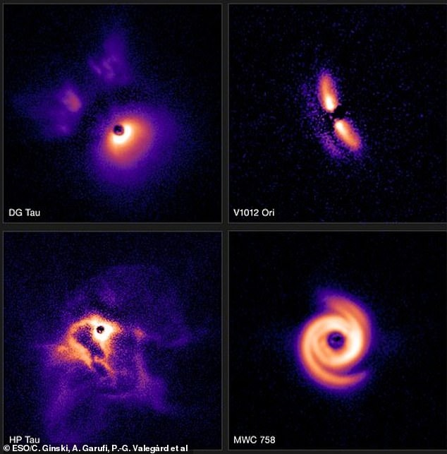 Desde espirales en forma de alas hasta espirales dentadas, nuevas imágenes muestran la increíble variedad de discos de formación de planetas que rodean a las estrellas.