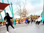 Video aterrador del momento en que los visitantes corren para salvar sus vidas en Georgia Six Flags mientras un adolescente queda gravemente herido después de abrir fuego contra la policía.
