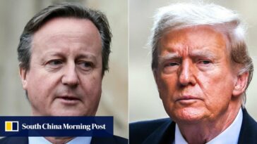 Cameron del Reino Unido se reúne con Trump durante su visita a Estados Unidos