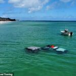 Un grupo de campistas australianos se quedó con una factura asombrosa después de que su 4x4 se inundara en una popular isla turística.
